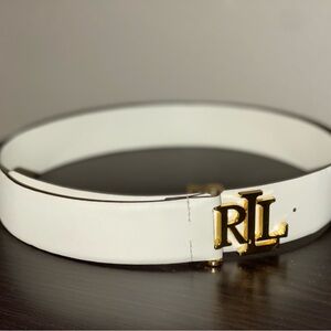 Ralph Lauren white leather belt with gold buckle